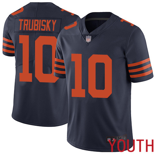 Chicago Bears Limited Navy Blue Youth Mitchell Trubisky Jersey NFL Football #10 Rush Vapor Untouchable->women nfl jersey->Women Jersey
